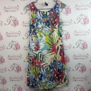 Libra dress tropical floral flowers, mesh style, Colorful Sleeveless Dress